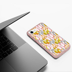 Чехол iPhone 7/8 матовый Абстрактные узоры цветы, цвет: 3D-светло-розовый — фото 2