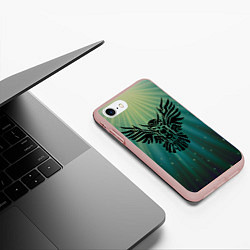 Чехол iPhone 7/8 матовый Сова в лучах, цвет: 3D-светло-розовый — фото 2