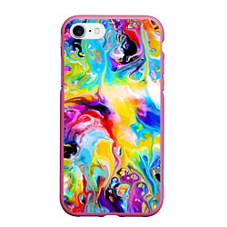 Чехол iPhone 7/8 матовый Неоновые всплески красок Лето Neon splashes of col, цвет: 3D-малиновый