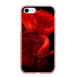 Чехол iPhone 7/8 матовый Бойцовская-рыбка, цвет: 3D-светло-розовый