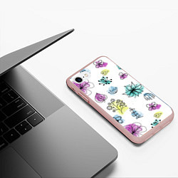 Чехол iPhone 7/8 матовый Абстрактные цветы на акварельном фоне, цвет: 3D-светло-розовый — фото 2