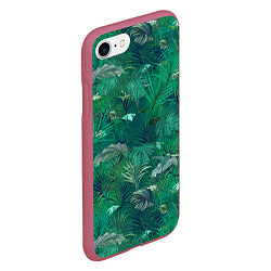 Чехол iPhone 7/8 матовый Летняя Зелёная Листва, цвет: 3D-малиновый — фото 2