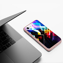 Чехол iPhone 7/8 матовый Неоновая молния Абстракция Neon Lightning Abstract, цвет: 3D-светло-розовый — фото 2