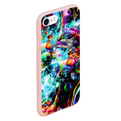 Чехол iPhone 7/8 матовый Красочный космос, цвет: 3D-светло-розовый — фото 2