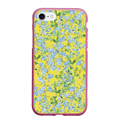Чехол iPhone 7/8 матовый Цветы Незабудки На Жёлтом Фоне, цвет: 3D-малиновый