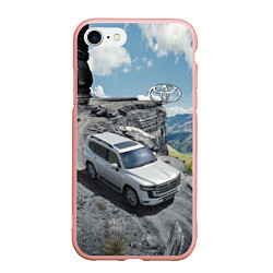 Чехол iPhone 7/8 матовый Toyota Land Cruiser 300 Горная дорога, цвет: 3D-светло-розовый