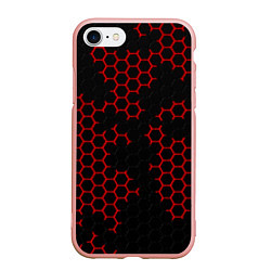 Чехол iPhone 7/8 матовый НАНОКОСТЮМ Black and Red Hexagon Гексагоны, цвет: 3D-светло-розовый