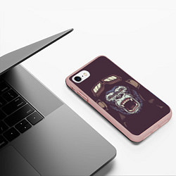 Чехол iPhone 7/8 матовый Орущая горилла, цвет: 3D-светло-розовый — фото 2
