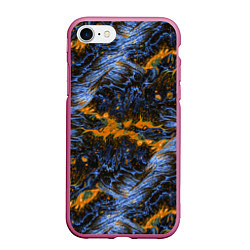 Чехол iPhone 7/8 матовый Оранжево-Синяя Вулканическая Лава, цвет: 3D-малиновый