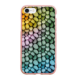 Чехол iPhone 7/8 матовый Морские розовые голубые желтые камешки