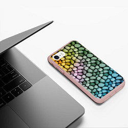Чехол iPhone 7/8 матовый Морские розовые голубые желтые камешки, цвет: 3D-светло-розовый — фото 2