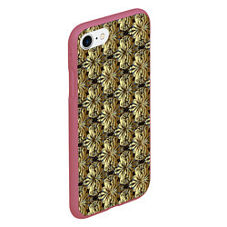 Чехол iPhone 7/8 матовый Золотые узоры Gold, цвет: 3D-малиновый — фото 2
