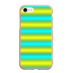 Чехол iPhone 7/8 матовый Бирюзово-желтые неоновые полосы, цвет: 3D-светло-розовый