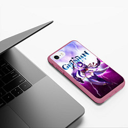 Чехол iPhone 7/8 матовый Райден Сёгун Raiden Shogun Genshin impact, цвет: 3D-малиновый — фото 2