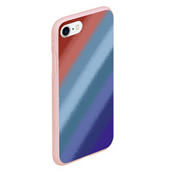 Чехол iPhone 7/8 матовый Полосатый коричнево-голубой паттерн, цвет: 3D-светло-розовый — фото 2