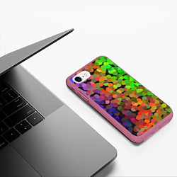 Чехол iPhone 7/8 матовый Яркая палитра красок - блики, цвет: 3D-малиновый — фото 2