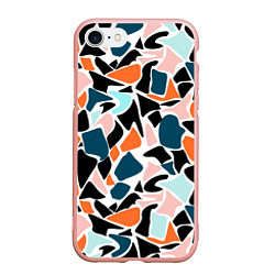 Чехол iPhone 7/8 матовый Абстрактный современный разноцветный узор в оранже