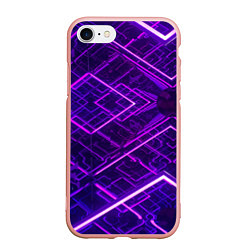 Чехол iPhone 7/8 матовый Неоновые ромбы в абстракции - Фиолетовый, цвет: 3D-светло-розовый