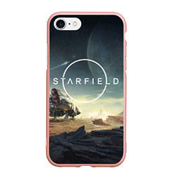 Чехол iPhone 7/8 матовый На поверхности Starfield, цвет: 3D-светло-розовый