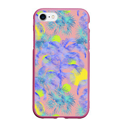 Чехол iPhone 7/8 матовый Пальмы и Солнце Летом На Море, цвет: 3D-малиновый