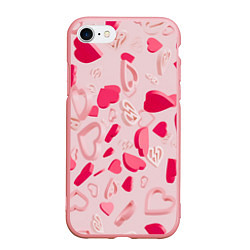 Чехол iPhone 7/8 матовый 3D hearts