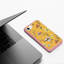 Чехол iPhone 7/8 матовый Цветы Нарисованные На Золотом Фоне, цвет: 3D-баблгам — фото 2