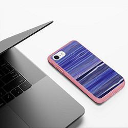 Чехол iPhone 7/8 матовый Абстрактный синий полосатый узор, цвет: 3D-баблгам — фото 2