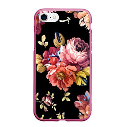 Чехол iPhone 7/8 матовый Розы в летней ночи Fashion trend, цвет: 3D-малиновый