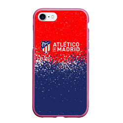 Чехол iPhone 7/8 матовый Atletico madrid атлетико мадрид брызги красок, цвет: 3D-малиновый