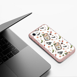 Чехол iPhone 7/8 матовый Узор Грибы и Корзины, цвет: 3D-светло-розовый — фото 2