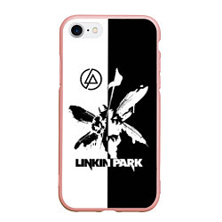 Чехол iPhone 7/8 матовый Linkin Park логотип черно-белый, цвет: 3D-светло-розовый