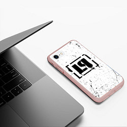 Чехол iPhone 7/8 матовый Linkin Park брызги краски, цвет: 3D-светло-розовый — фото 2