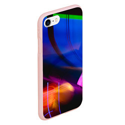 Чехол iPhone 7/8 матовый Неоновые линии и силуэты - Синий, цвет: 3D-светло-розовый — фото 2