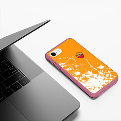 Чехол iPhone 7/8 матовый Roma маленькое лого краска, цвет: 3D-малиновый — фото 2