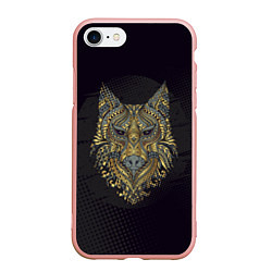 Чехол iPhone 7/8 матовый Голова волка с узорами, цвет: 3D-светло-розовый
