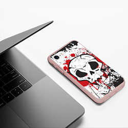 Чехол iPhone 7/8 матовый Череп на стене и краски - Красный, цвет: 3D-светло-розовый — фото 2