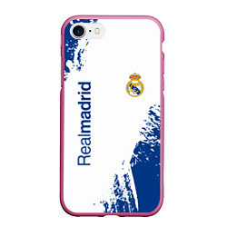 Чехол iPhone 7/8 матовый Реал Мадрид краска, цвет: 3D-малиновый