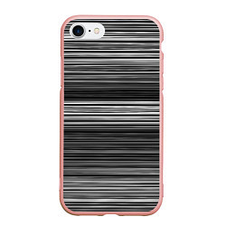 Чехол iPhone 7/8 матовый Black and white thin stripes Тонкие полосы, цвет: 3D-светло-розовый