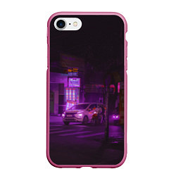 Чехол iPhone 7/8 матовый Неоновый ночной переход - Фиолетовый