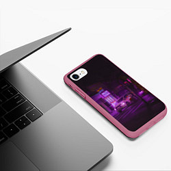 Чехол iPhone 7/8 матовый Неоновый ночной переход - Фиолетовый, цвет: 3D-малиновый — фото 2