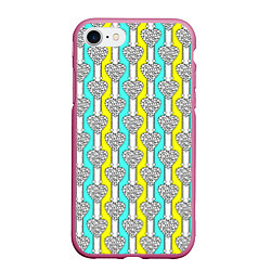 Чехол iPhone 7/8 матовый Striped multicolored pattern with hearts