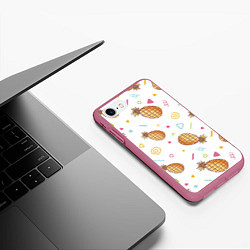 Чехол iPhone 7/8 матовый Геометрические Фигуры и Ананасы, цвет: 3D-малиновый — фото 2