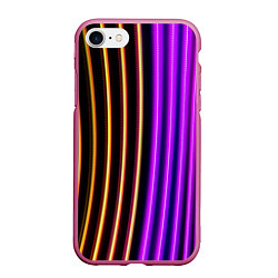 Чехол iPhone 7/8 матовый Неоновые линейные фонари - Фиолетовый, цвет: 3D-малиновый