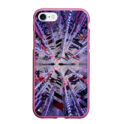 Чехол iPhone 7/8 матовый Неоновый абстрактный коридор - Фиолетовый