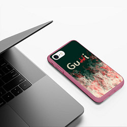 Чехол iPhone 7/8 матовый Gucci - огонь, цвет: 3D-малиновый — фото 2
