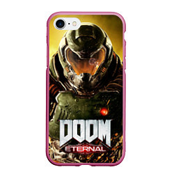 Чехол iPhone 7/8 матовый Doomguy, цвет: 3D-малиновый