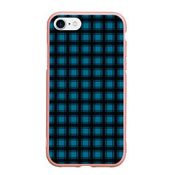 Чехол iPhone 7/8 матовый Black and blue plaid, цвет: 3D-светло-розовый