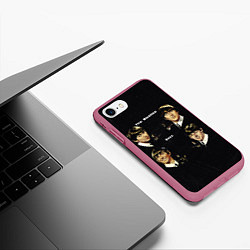 Чехол iPhone 7/8 матовый The Beatles Boys, цвет: 3D-малиновый — фото 2