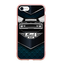 Чехол iPhone 7/8 матовый Muscle ride Черное авто, цвет: 3D-светло-розовый