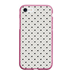 Чехол iPhone 7/8 матовый Сердечки - текстуры, цвет: 3D-малиновый